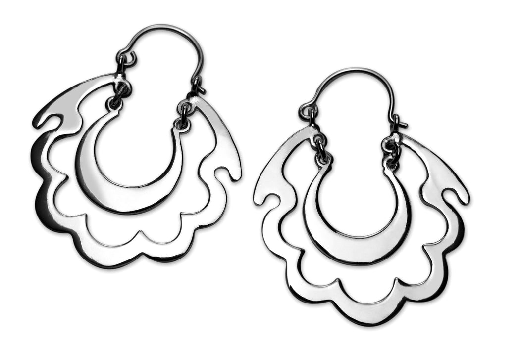 Earrings with two waves inside. 925 silver