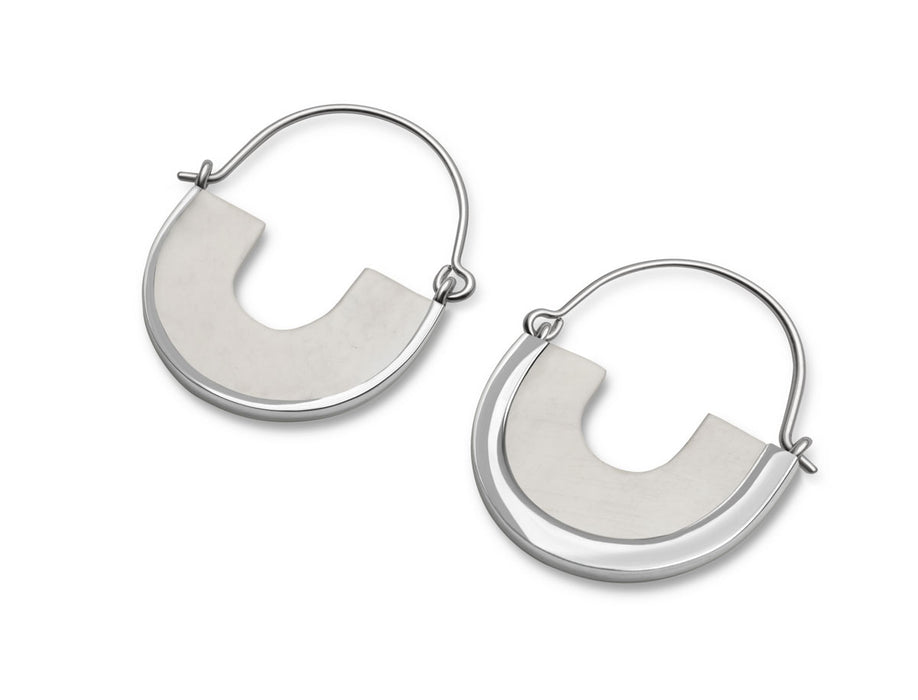 Large crescent earrings. .925 silver and bone