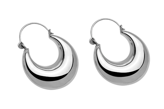 Medium crescent shaped hoop earrings