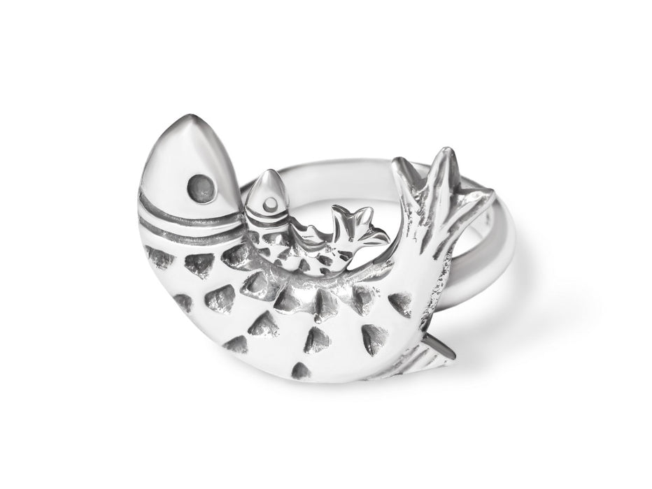Big Fish and Small Fish Ring. 925 silver