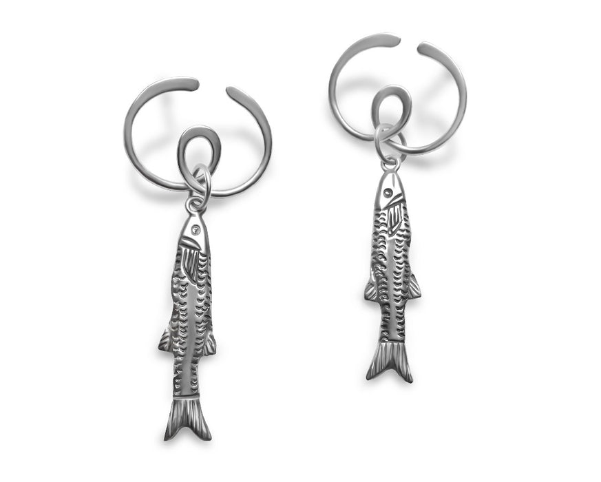 Fish and spiral earrings. 925 silver