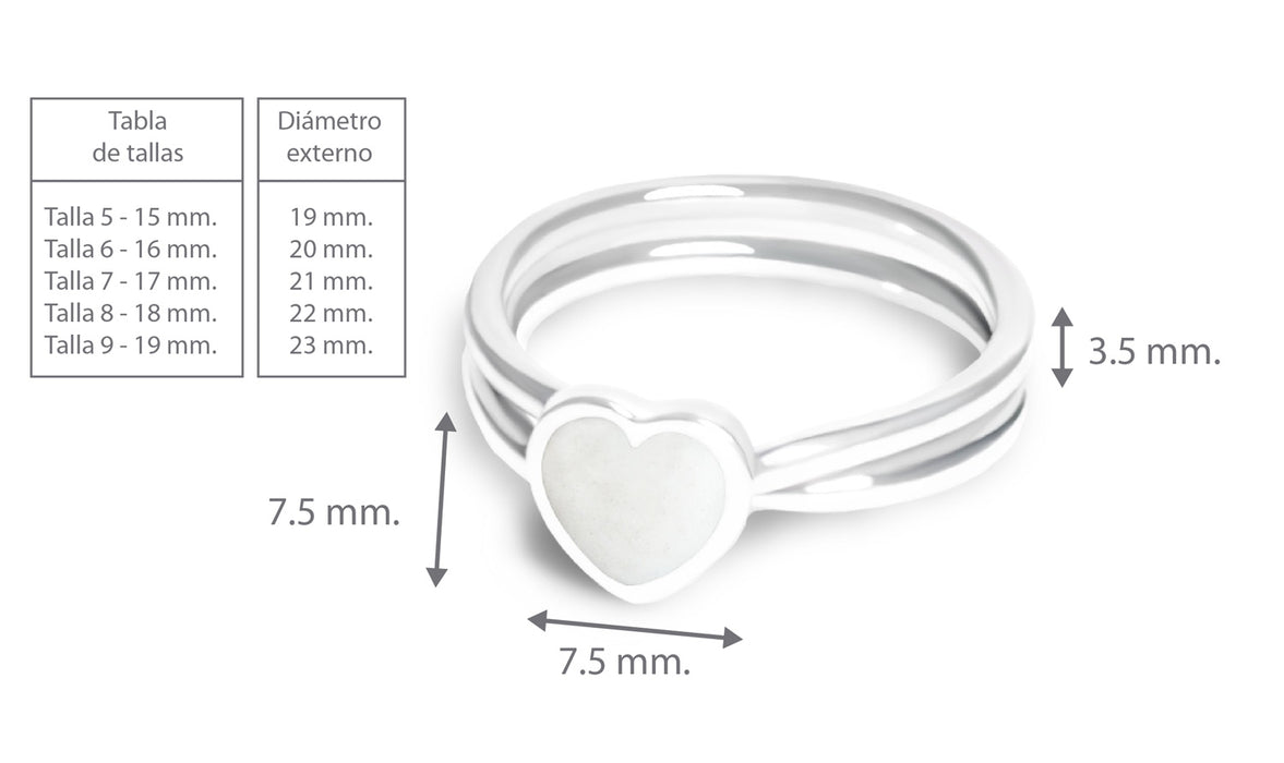 DOUBLE HEART RING. SILVER AND BONE