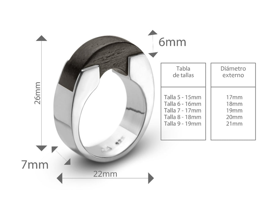 Anillo homenaje a Zaha Hadid. Plata .925 y madera cueramo