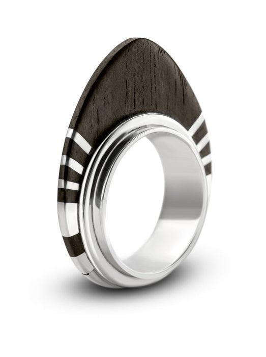 Anillo homenaje a Tom Wright. Plata ley .925 y madera cueramo.