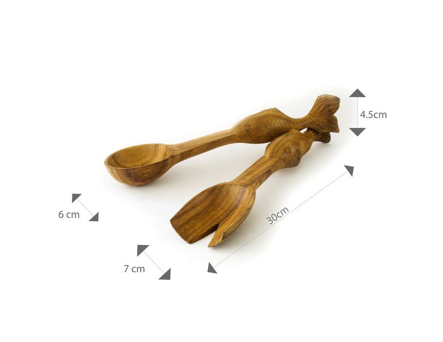 Set of two wooden fish spoons from Parota